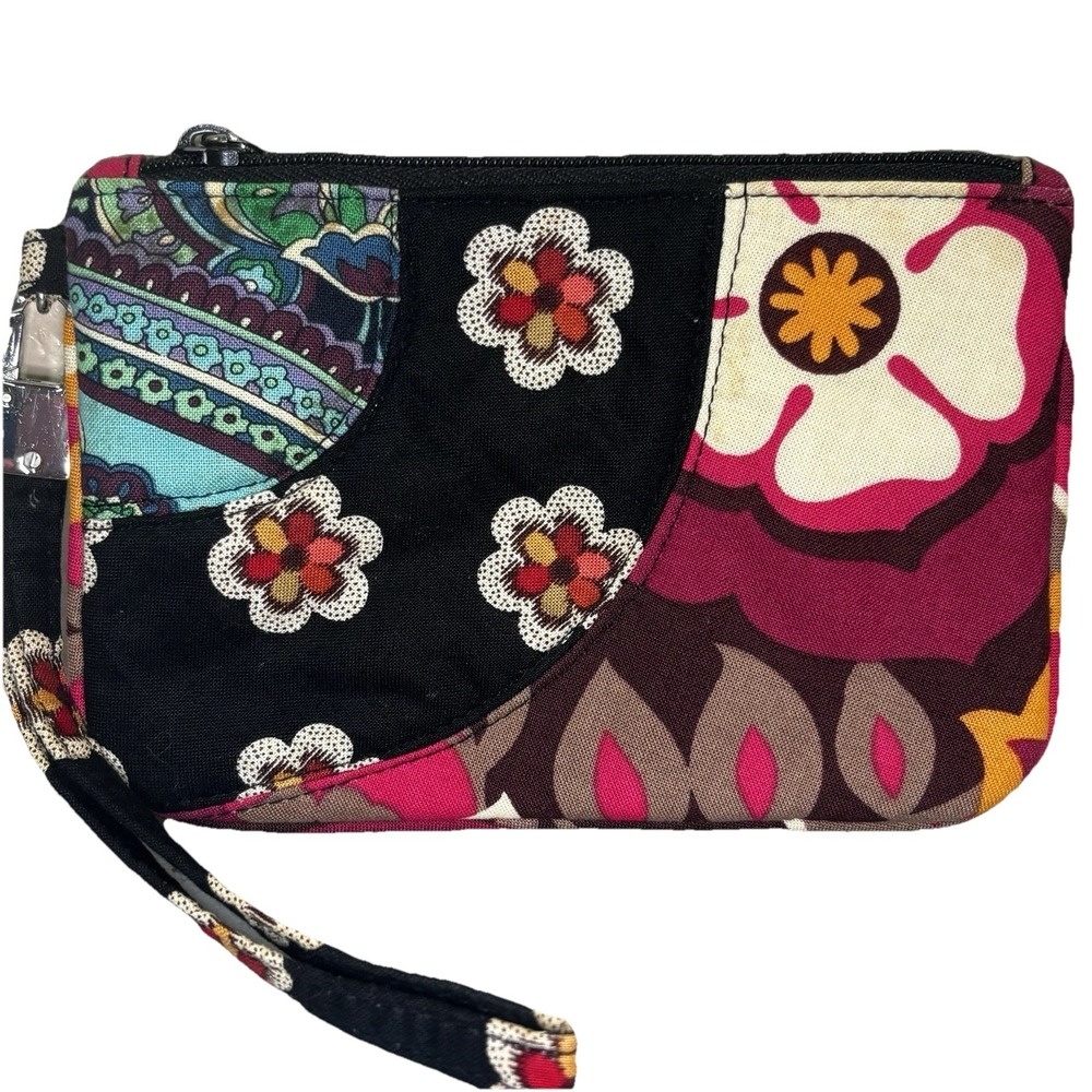 Vera Bradley Bohemian Blooms Patchwork Wristlet Wallet Zip Card Storage Colorful